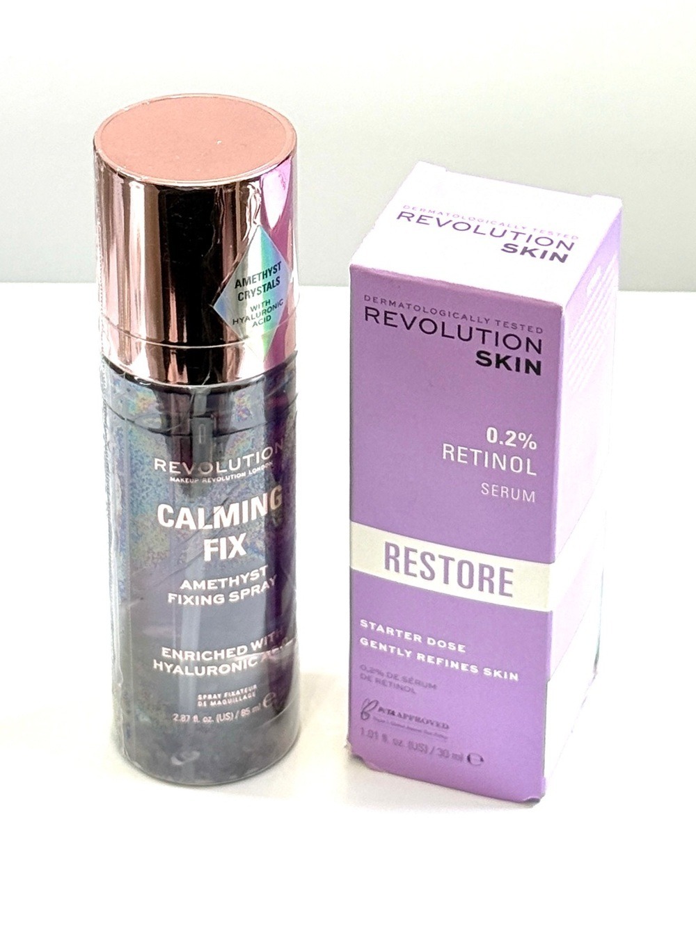 Revolution Skincare Retinol Serum Hyaluronic Acid Setting Spray Bundle NWT